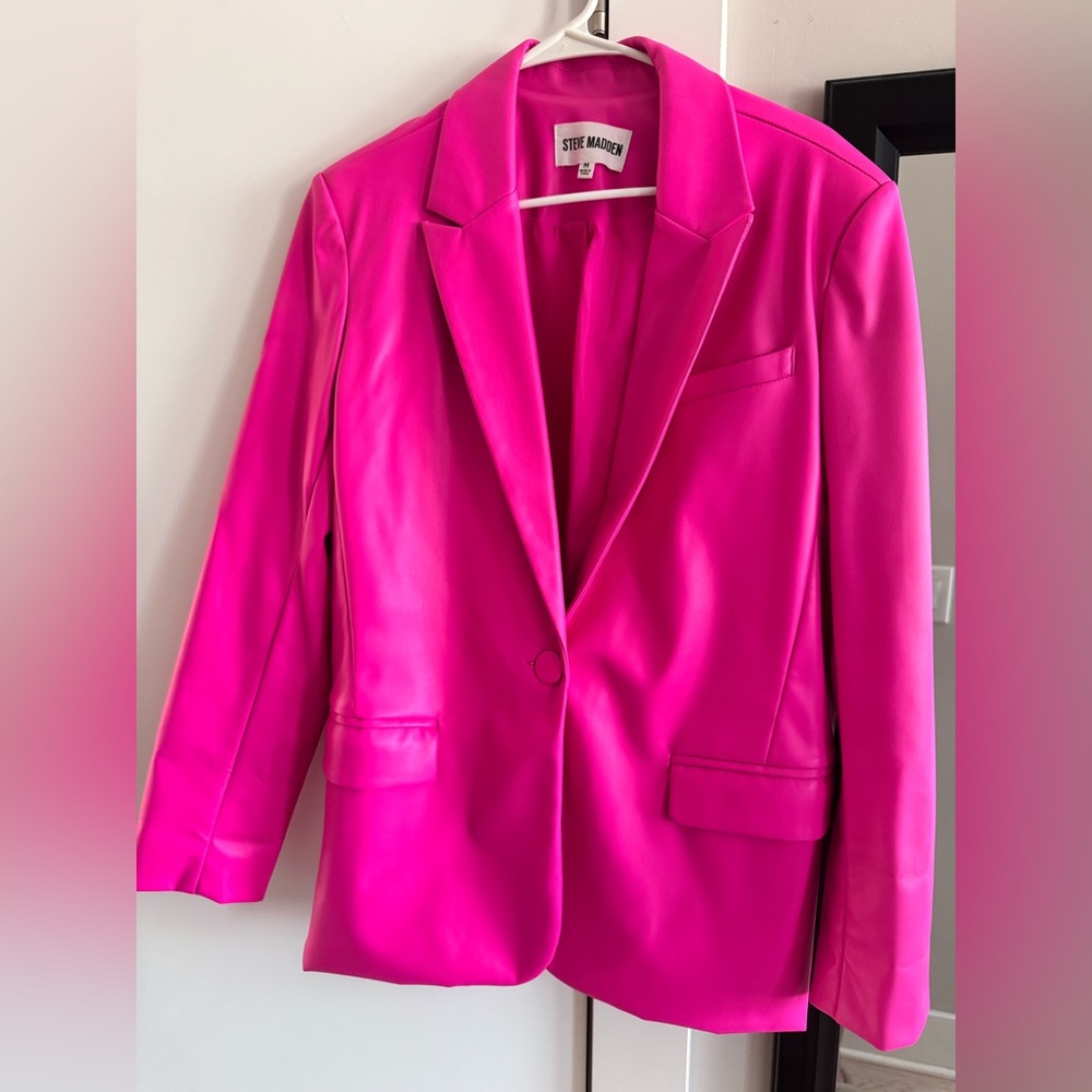 Steve Madden Hot Pink Faux Leather Blazer Jacket Size M - Worn Once